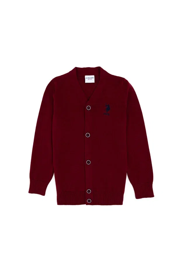 Детский кардиган с длинным рукавом U.S. Polo Assn., Burgundy — фото 3