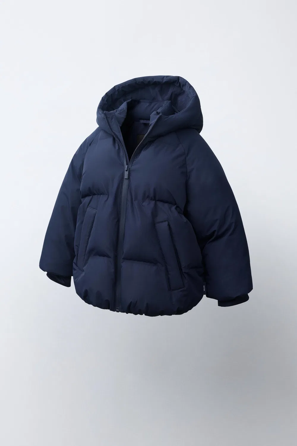 Водоотталкивающее стеганое пальто с капюшоном ZARA, Navy blue — фото 2