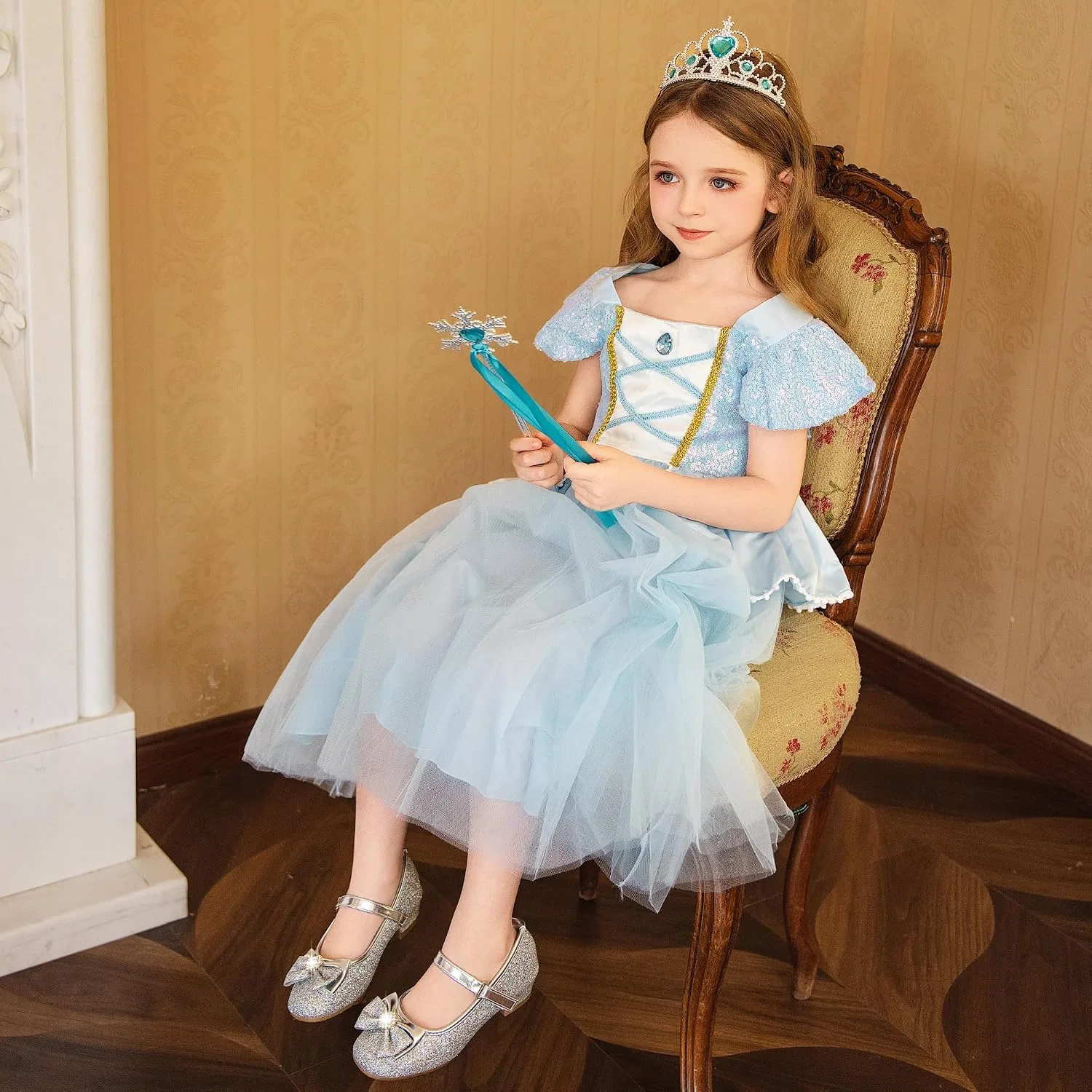 Детские туфли для девочек с блестками Princess Mary Jane Furdeour, Silver — фото 2