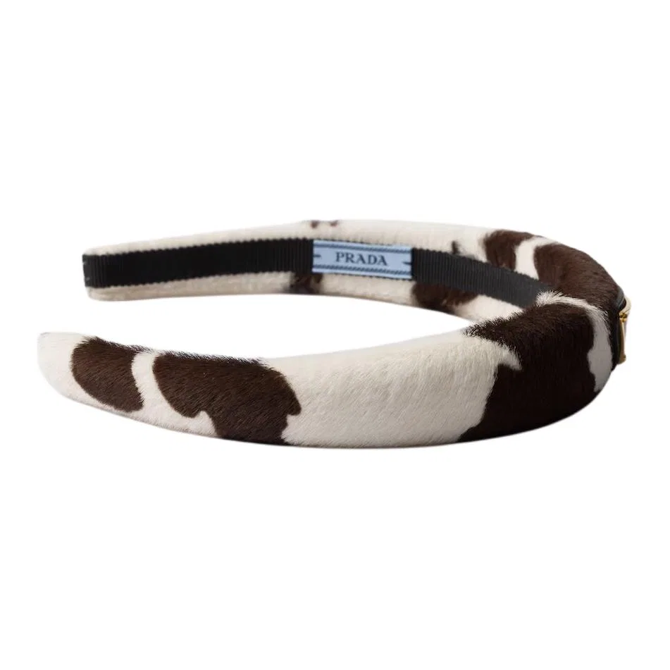 Повязка на голову Cow-Print PRADA, White — фото 2