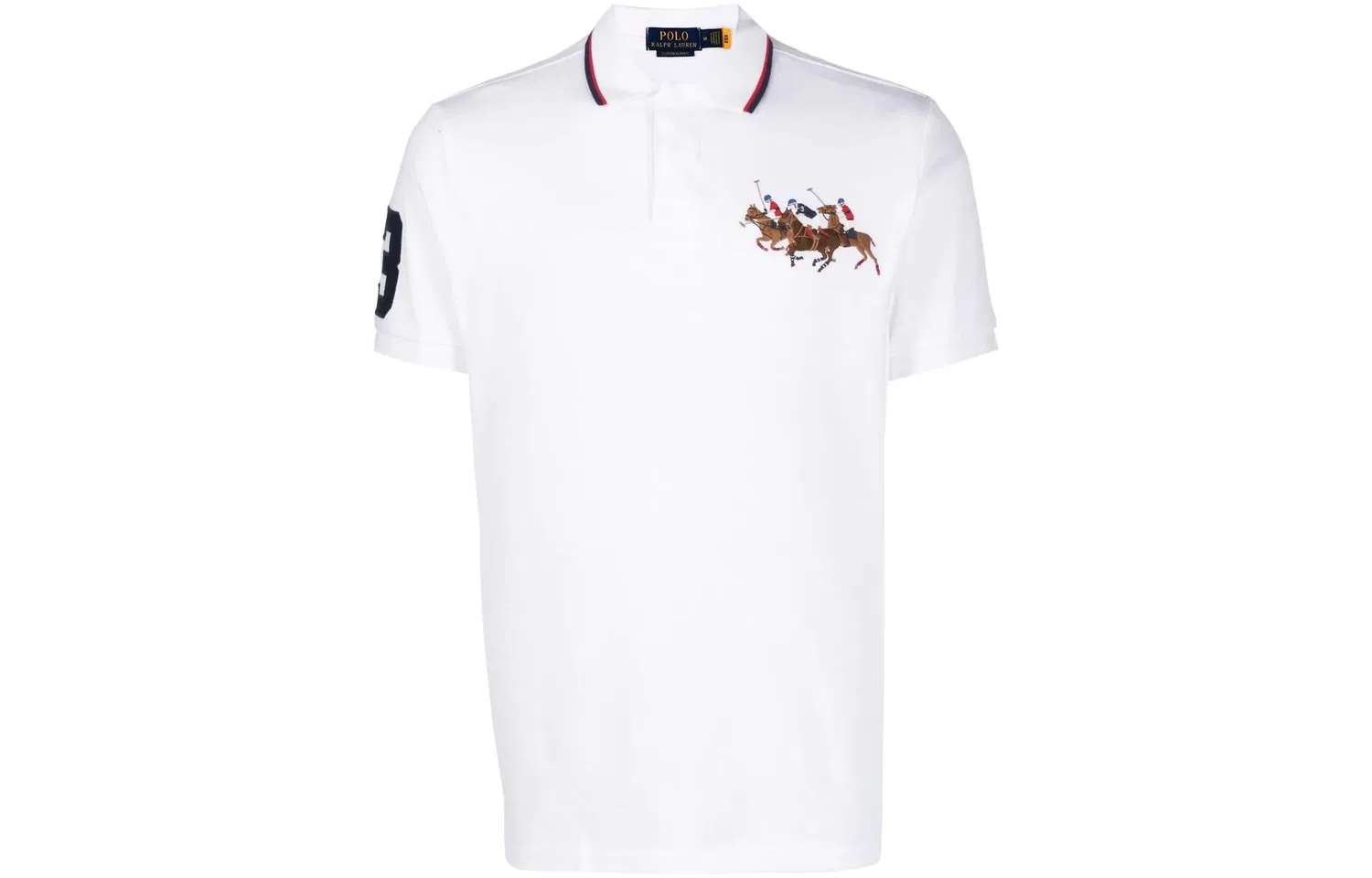Мужская хлопковая футболка-поло Triple-Pony Polo Ralph Lauren, White