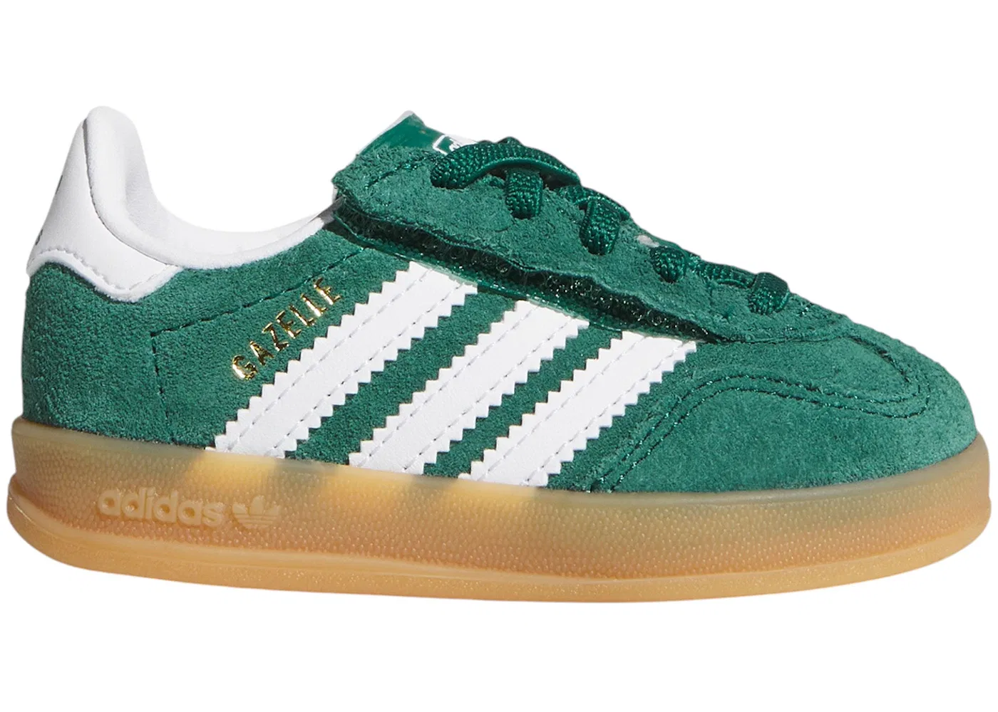 Детские кроссовки Lifestyle на липучке Adidas Gazelle Indoor Comfort Closure Adidas, Collegiate Green/Cloud White/Gum