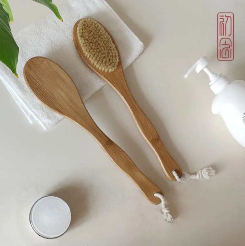 Щетка для тела с длинной ручкой, Wooden Bath Brush, 150 г, 35x7.2x1.5 см, Natural Beige Wood Exclent — фото 3