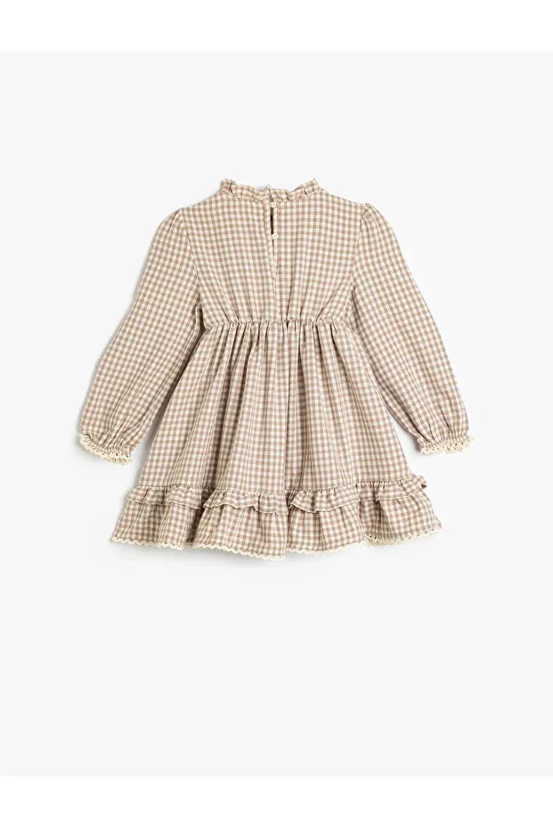 Детское платье для девочек хлопковое Koton, Beige Plaid — фото 2