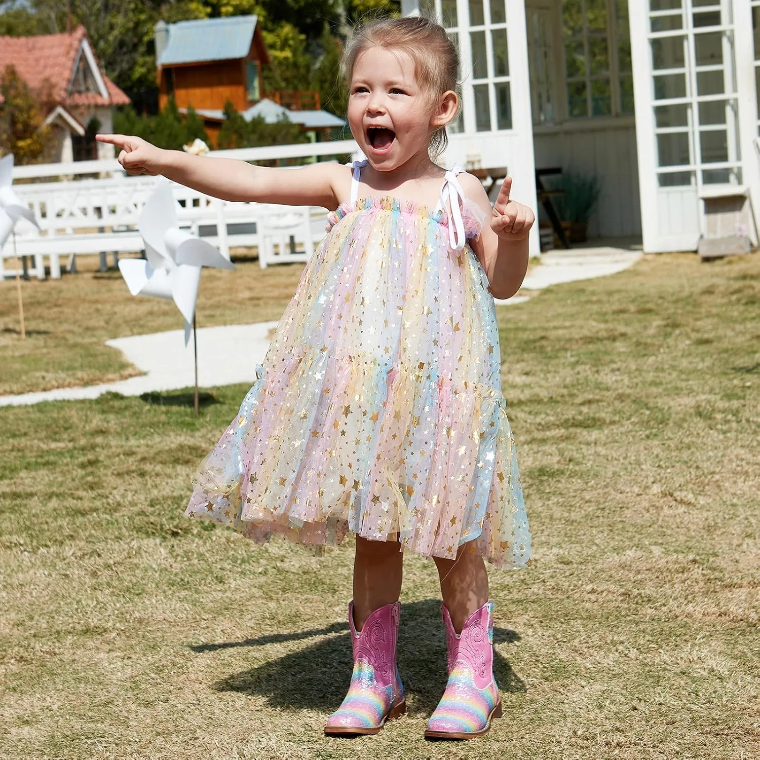 Детские сапоги для девочек с блестками Cowgirl Boots IUV KIDS, Glitter Rose Pink — фото 2