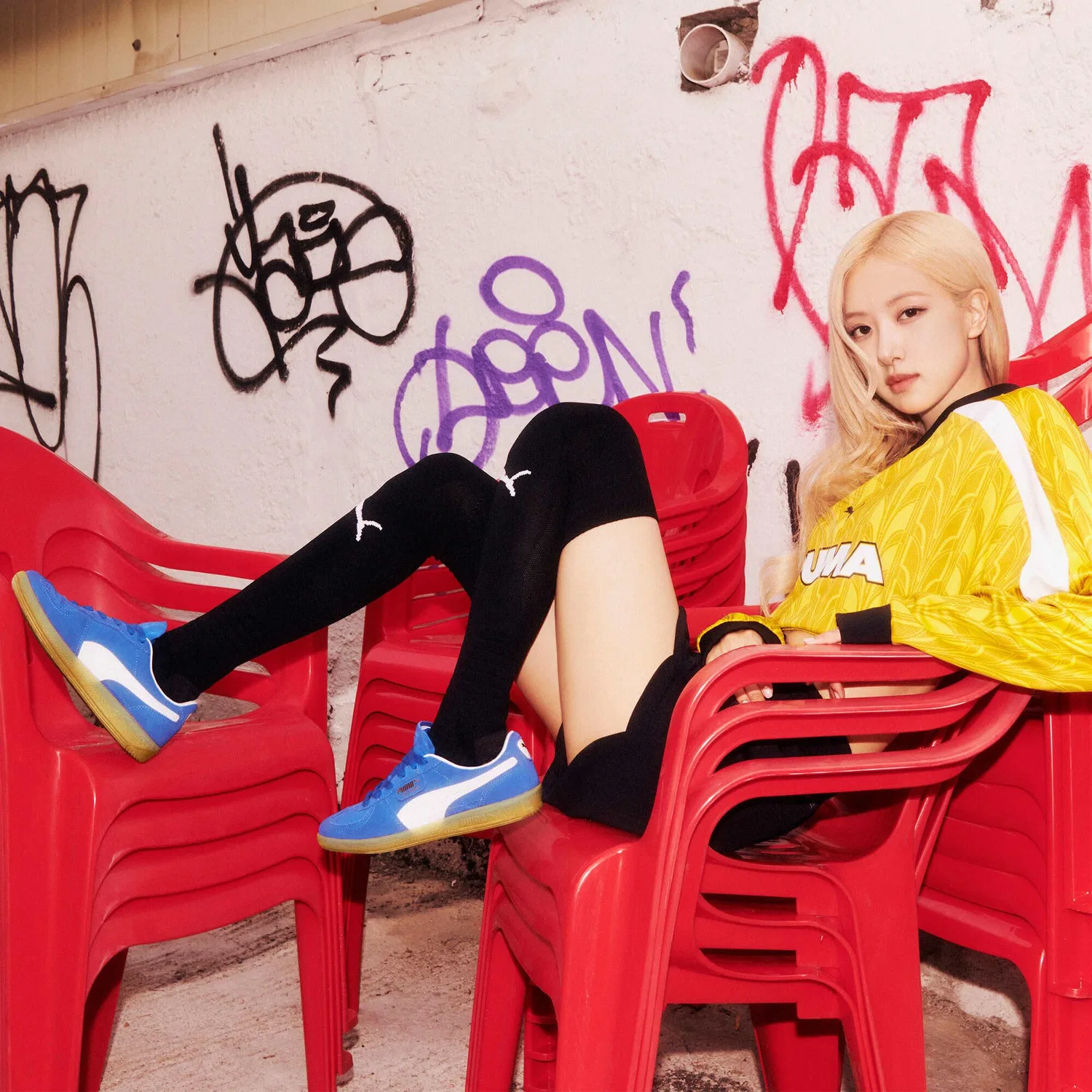 Детские кроссовки для девочек с принтом PUMA Palermo Vintage, Blue — фото 2