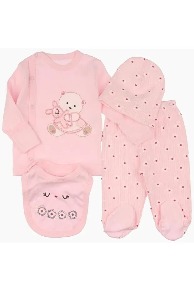 Детский комплект для новорожденных хлопковый Beyaz Bebek, Black-Pink — фото 2