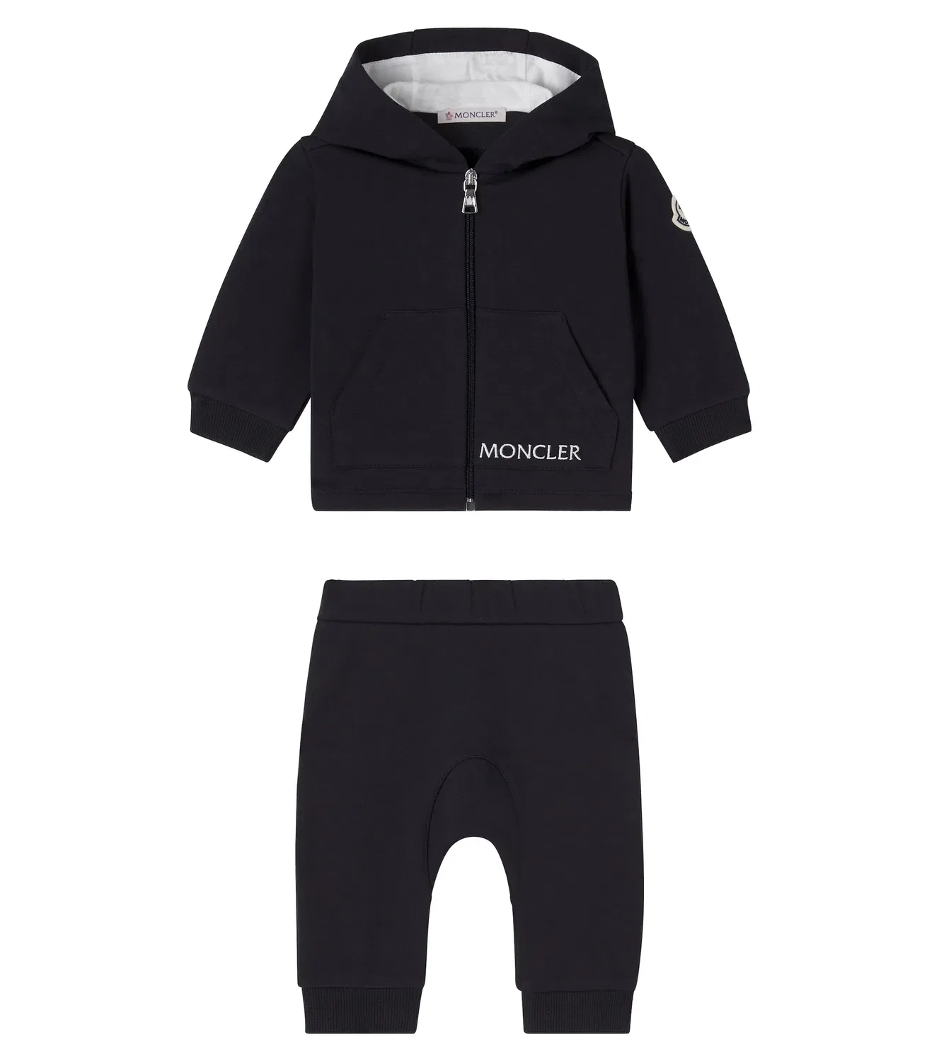 Комплект из худи и спортивных штанов с молнией спереди Moncler Enfant, синий — фото 4