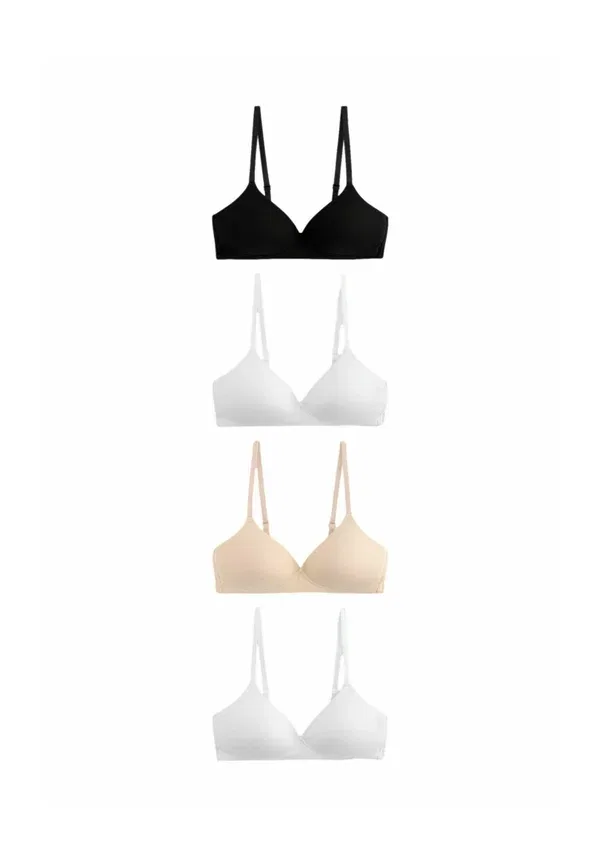 Комплект из 4 бюстгальтеров-топов с мягкой чашкой Next, White, Praline, Nude, белый/черный — фото 4