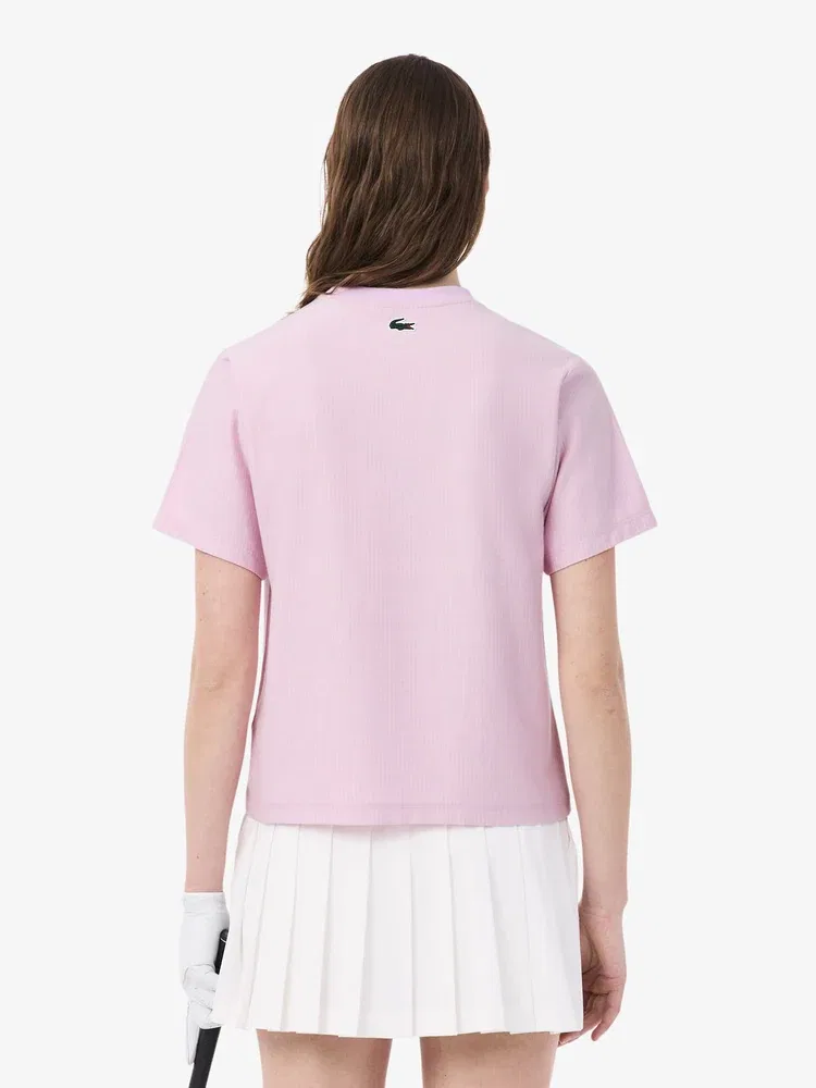 Футболка поло LACOSTE Pink в полоску — фото 3