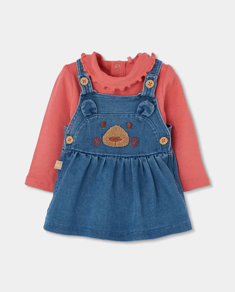 Детский комплект для девочек с длинным рукавом Conjunto de punto de bebé niña de manga larga con cuello semicisne Boboli, Azul Denim