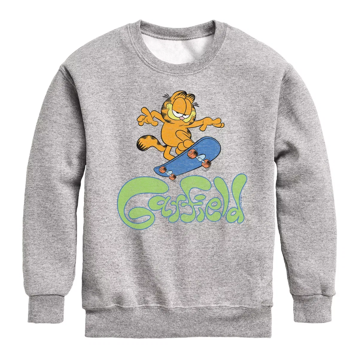 Детский свитшот с принтом Garfield Skater Logo Garfield, Athletic Heather
