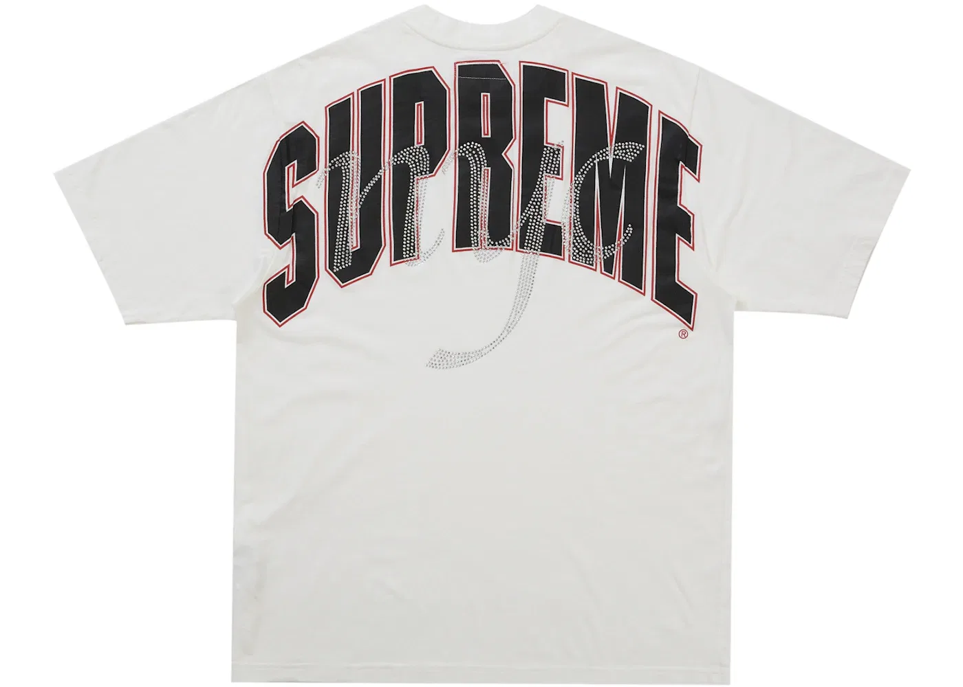 Мужская футболка с принтом Supreme Rhinestone Script S/S Top, White