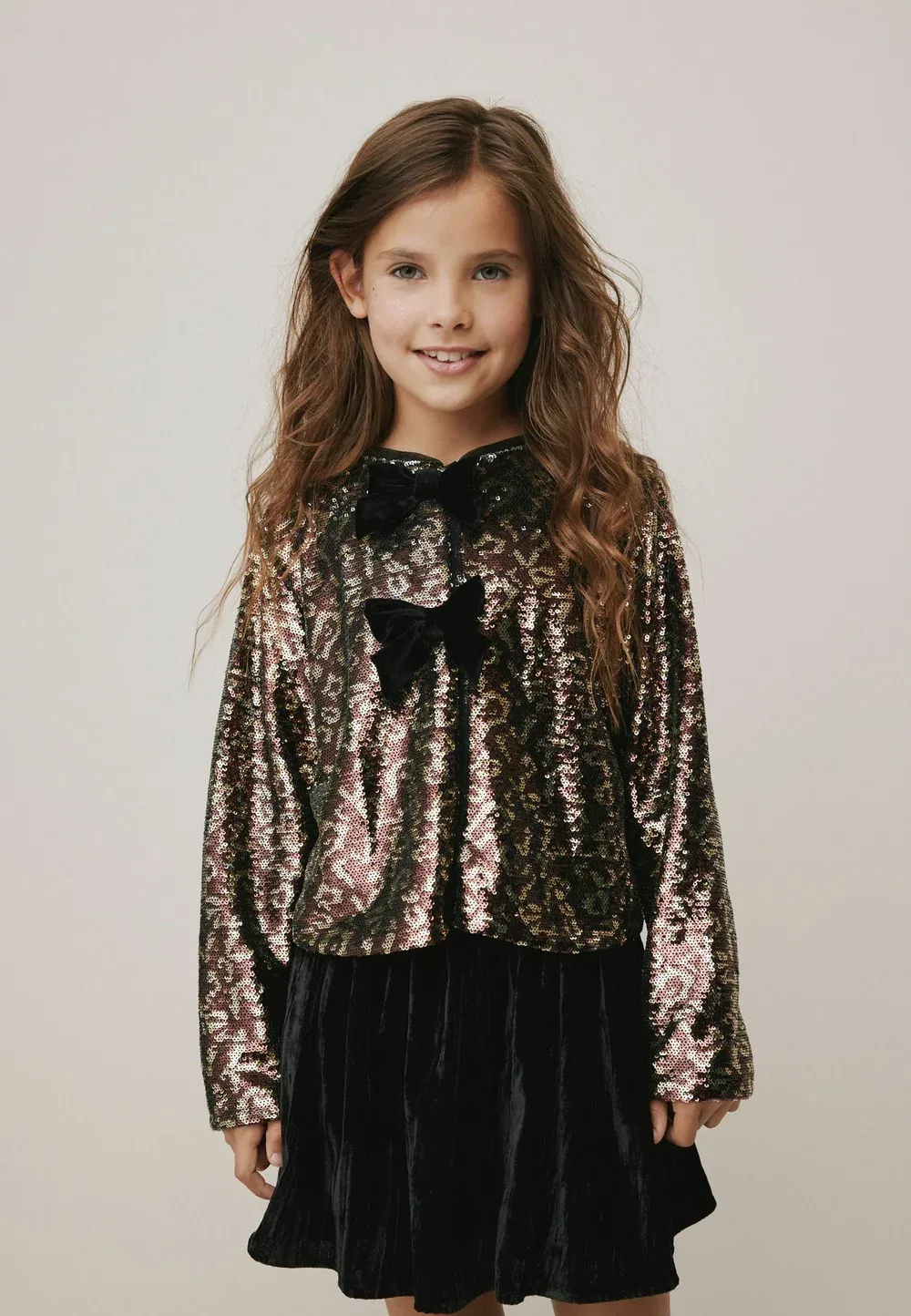 Блузка прямого кроя с бантом из пайеток Next, Animal