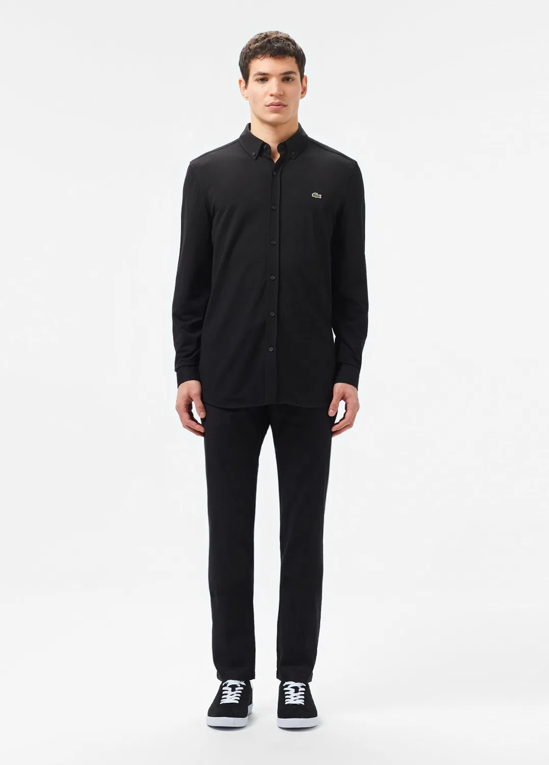 Сорочка slim fit Lacoste, черный — фото 4