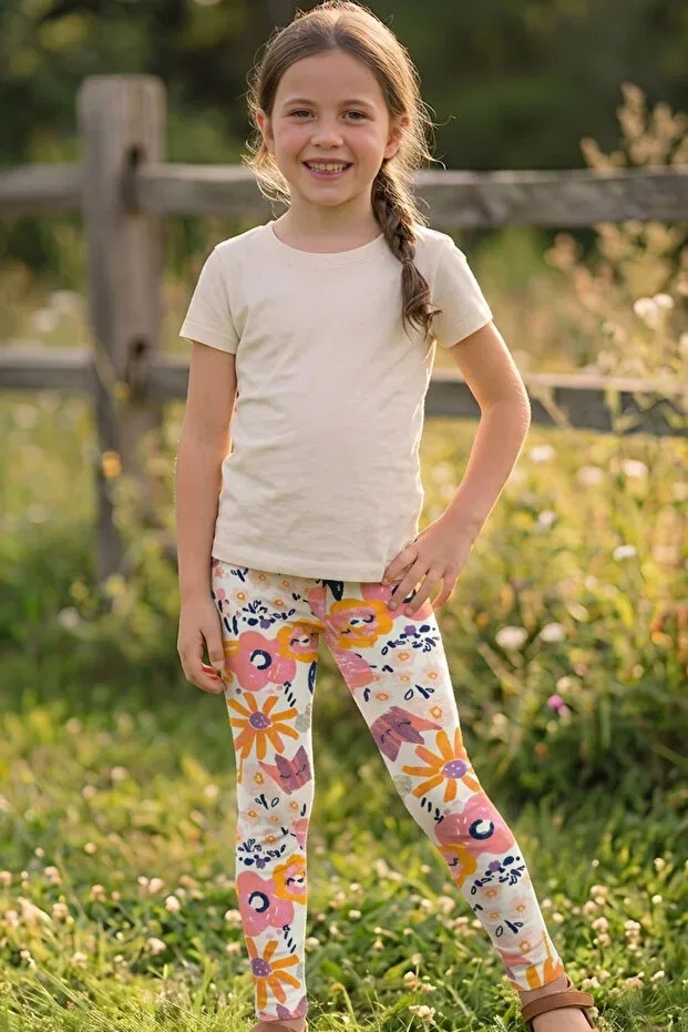 Детские леггинсы для девочек с принтом 6 шт Twoo Kids, Renkli Funfit — фото 3