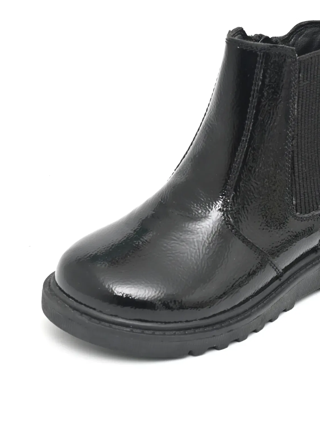 Детские ботинки на щиколотке из лаковой кожи Amara Toezone, Black — фото 4