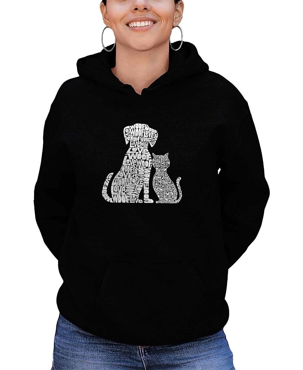 

Женская толстовка word art dogs and cats с капюшоном LA Pop Art, черный