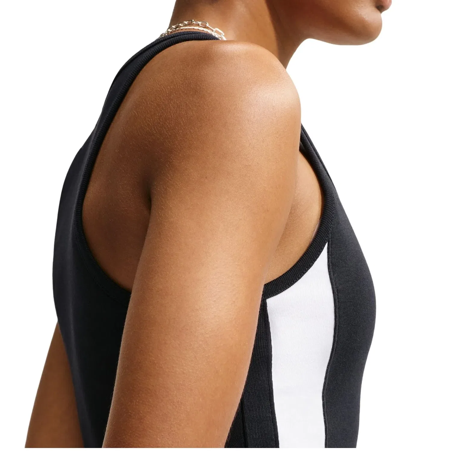 Женская футболка Sportswear Tight Cropped Tank Top 'Black White Metallic Silver' Nike, Black/White/Metallic Silver — фото 4
