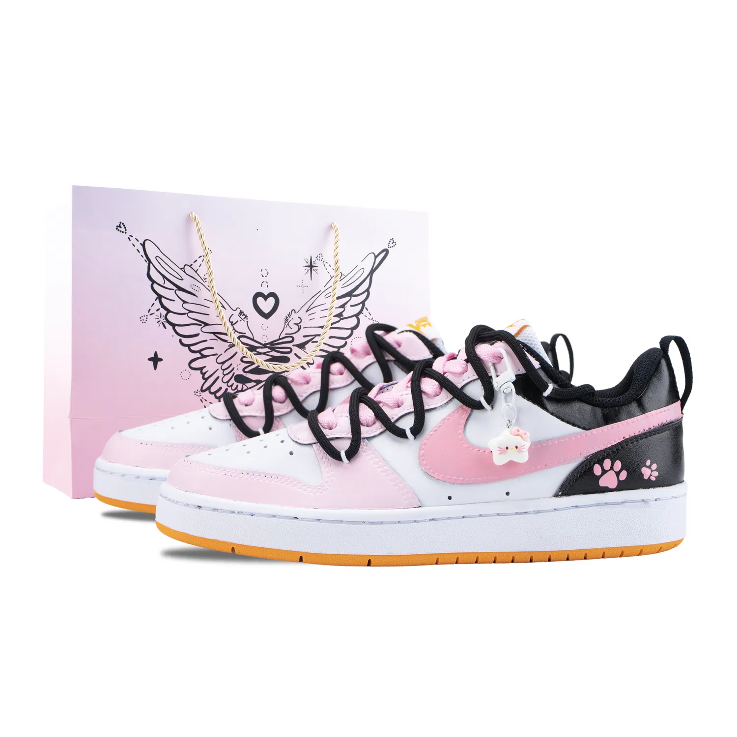 Кроссовки детские с принтом Nike Court Borough, Pink Black