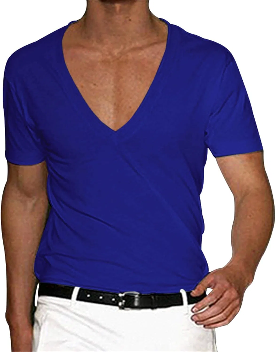 Мужская футболка с глубоким V-вырезом Solid Color, Blue