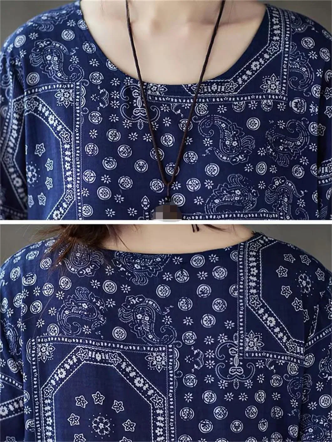 Женское платье миди с цветочным принтом A-силуэта, Navy Blue — фото 3