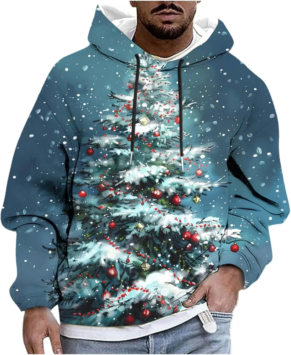 Свитшот мужской с новогодним принтом Glitter Xmas Tree