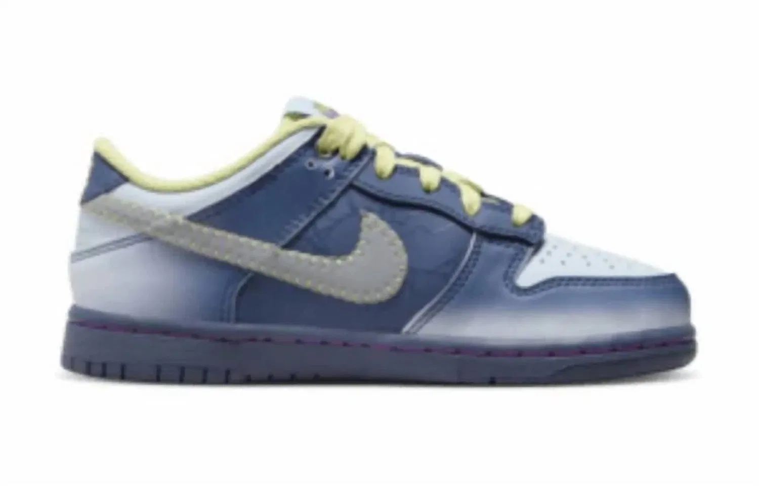 Детские кроссовки Nike Dunk Low Frankenstein с принтом, Diffused Blue/Blue Tint-Luminous Green