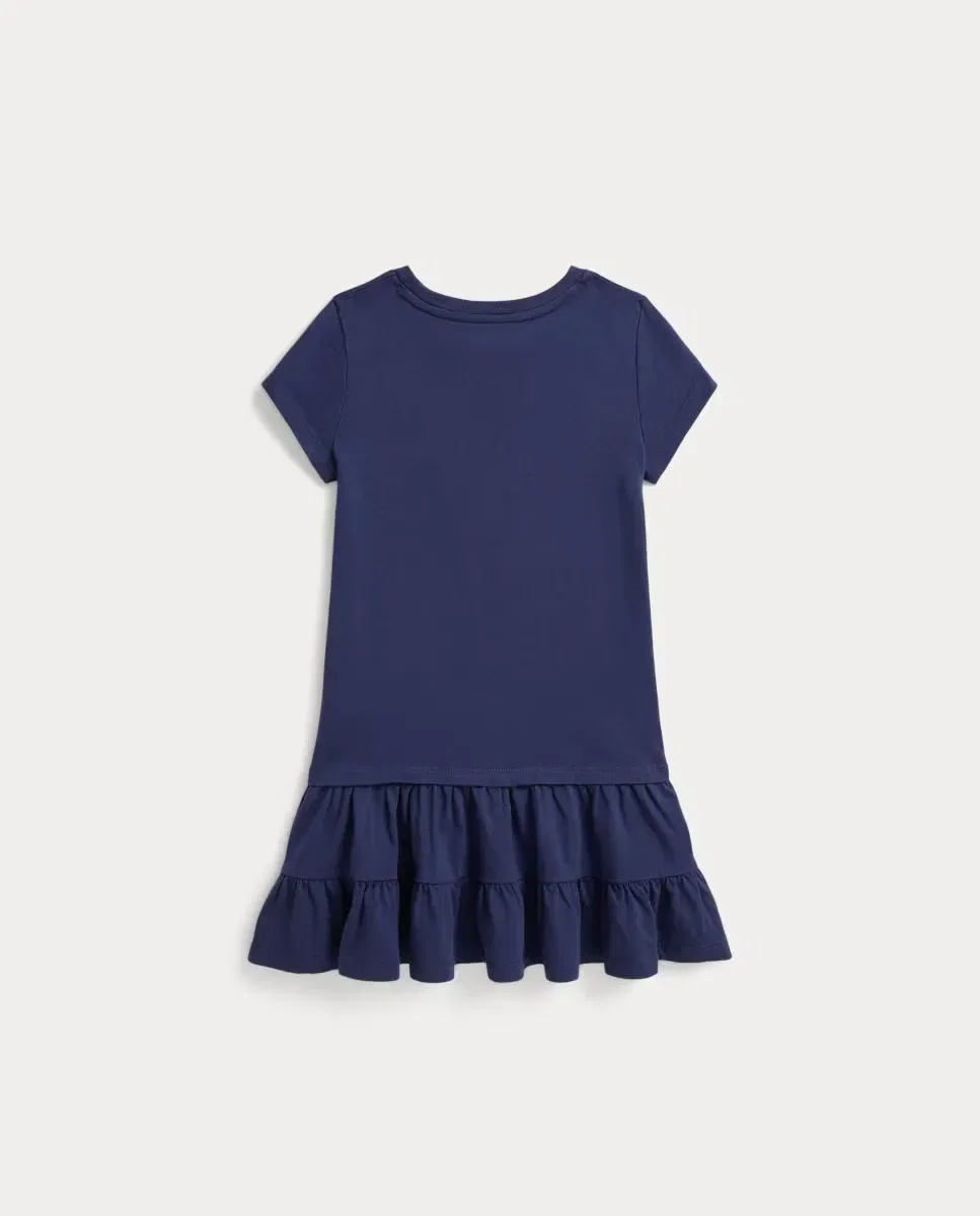 Детское платье для девочек хлопковое Polo Bear Polo Ralph Lauren, Azul Índigo — фото 2