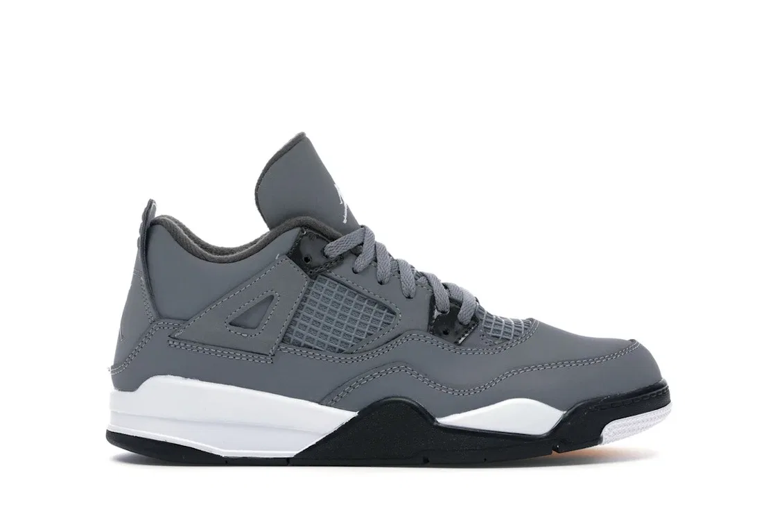 Детские кроссовки Lifestyle с сеткой Jordan 4 Retro, Cool Grey/Chrome-Dark Charcoal-Varsity Maize