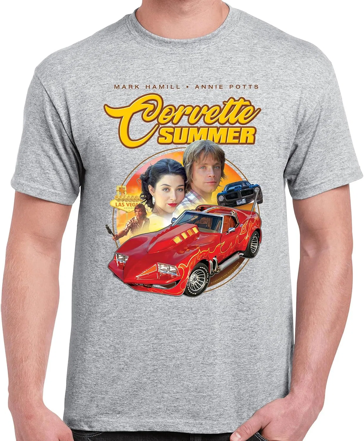 Мужская футболка с принтом Corvette Summer, серый