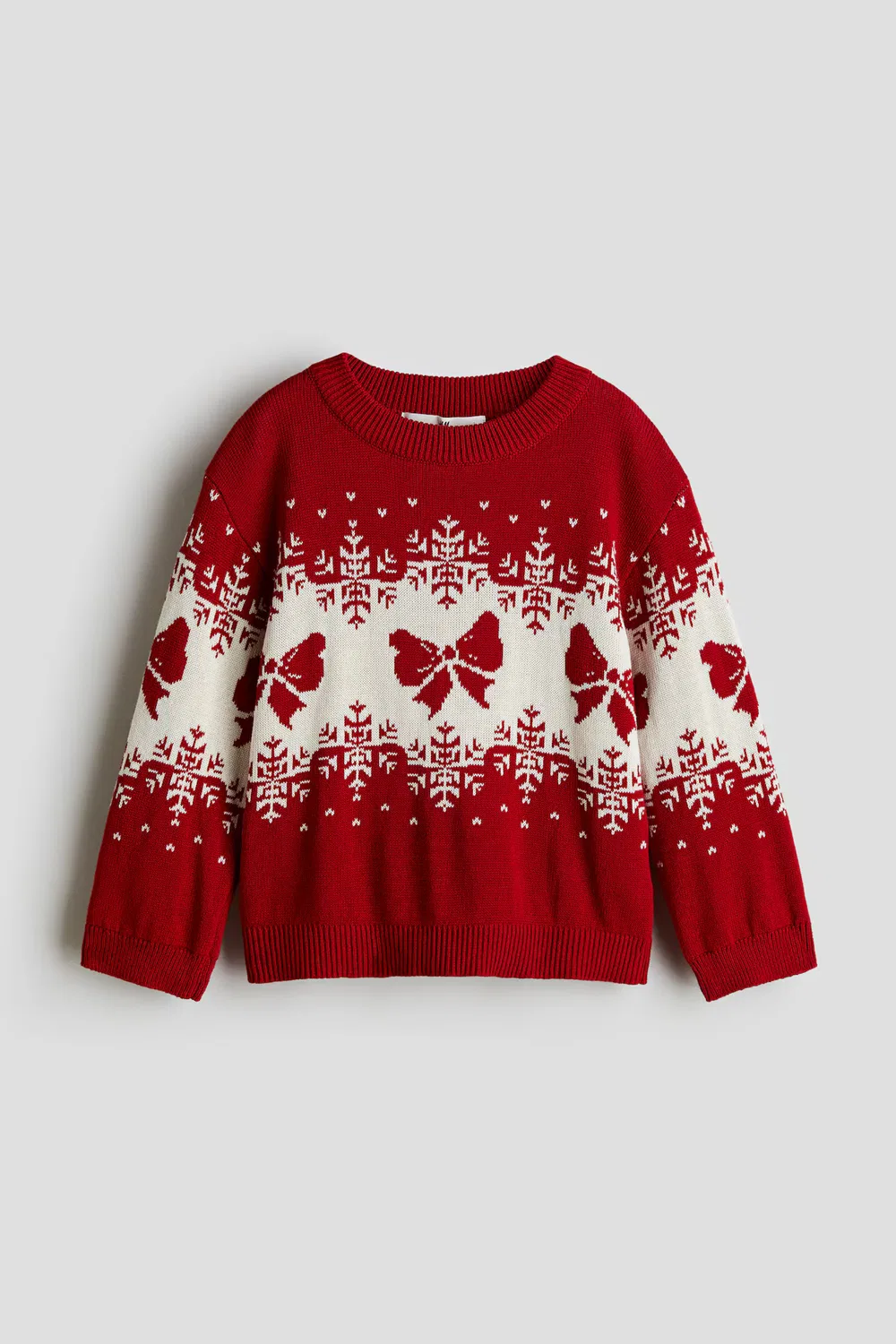 Хлопковый свитер жаккардовой вязки H&M, Rot/Schleifen — фото 4