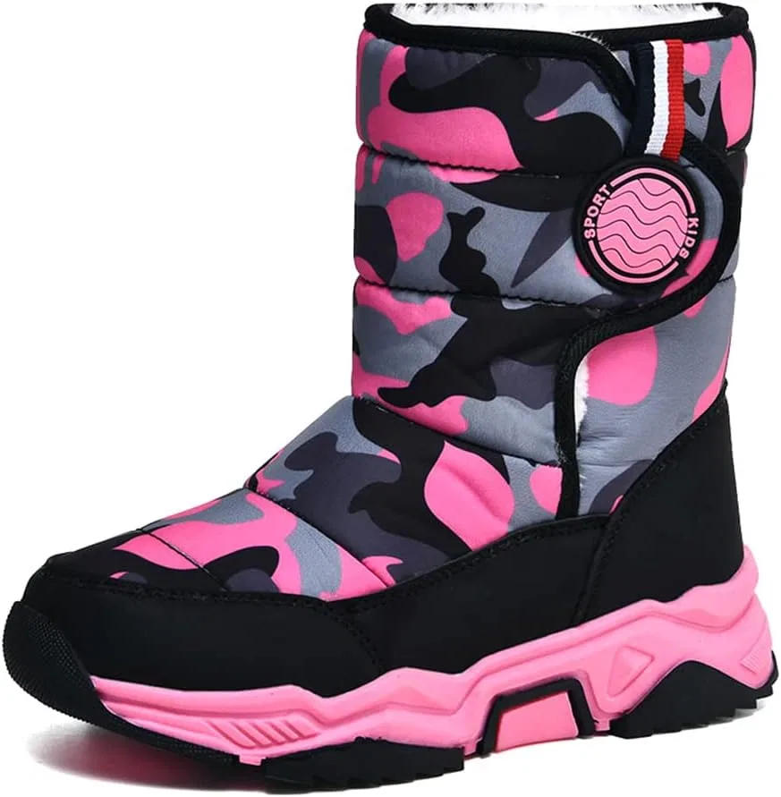 Детские зимние ботинки с флисовой подкладкой High-Top Boots GEXECEUSS, Blackrose