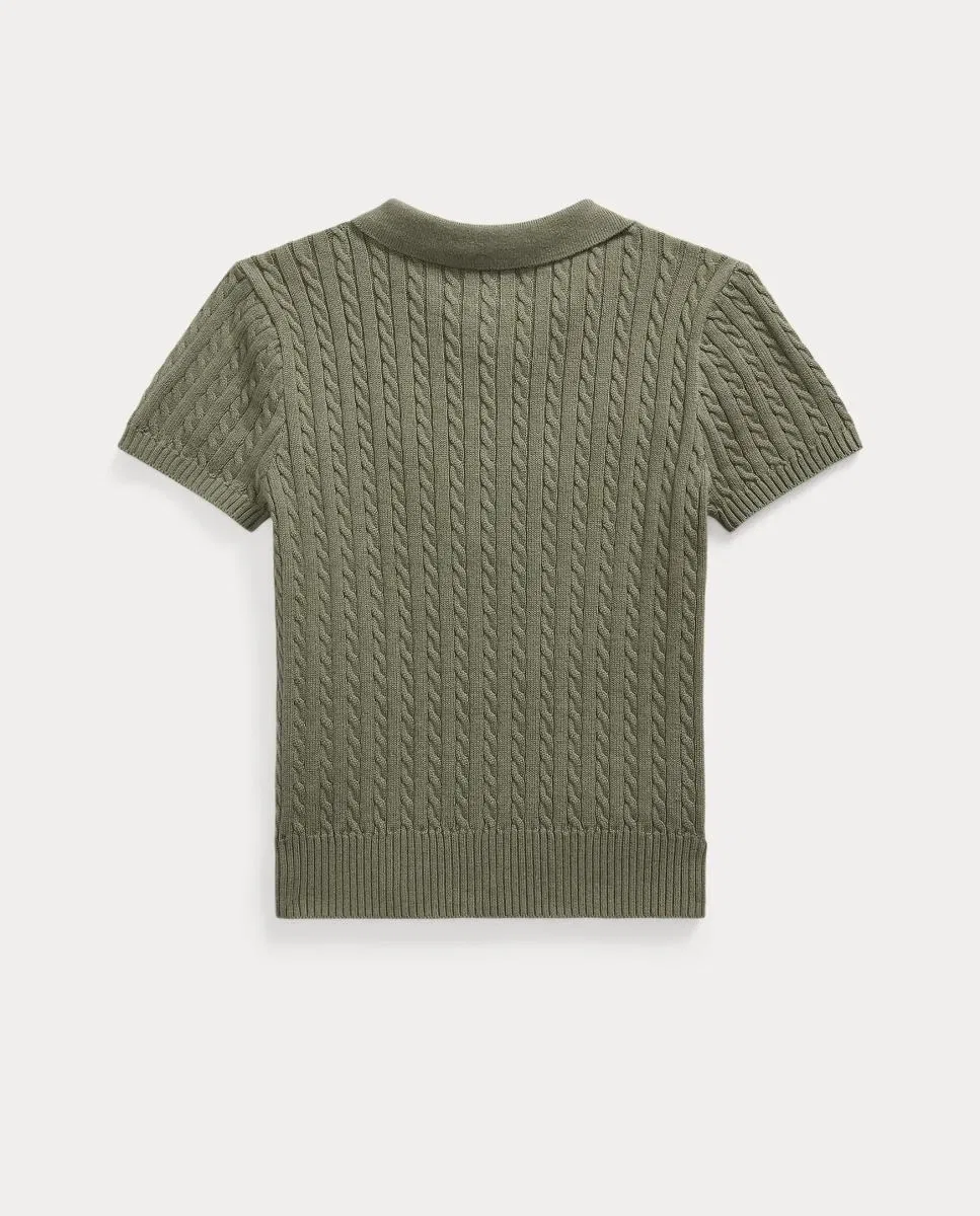 Детский джемпер для девочек с узором косы Polo Ralph Lauren, Verde Militar — фото 2
