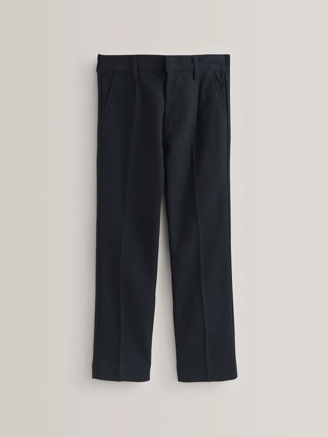 Брюки школьные прямые с защипами, модель Slim Waist Next, синие