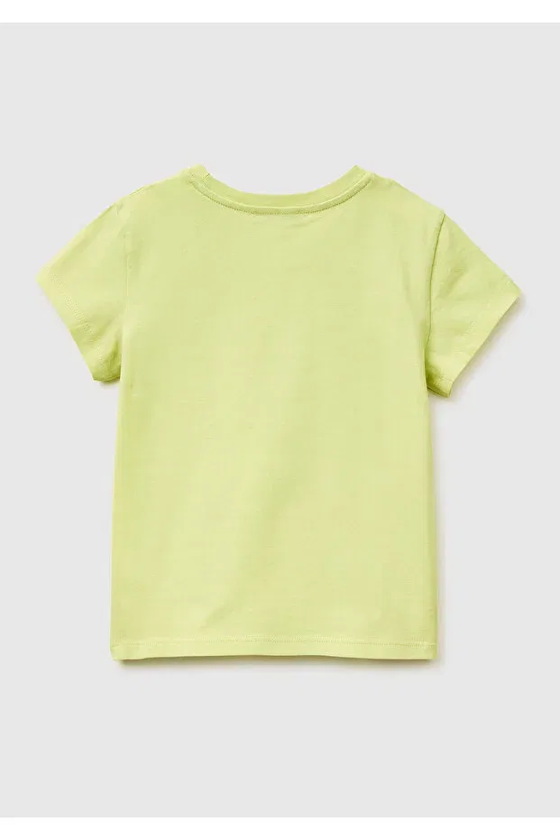 Детская футболка для девочек хлопковая с принтом United Colors Of Benetton, Yellow — фото 2