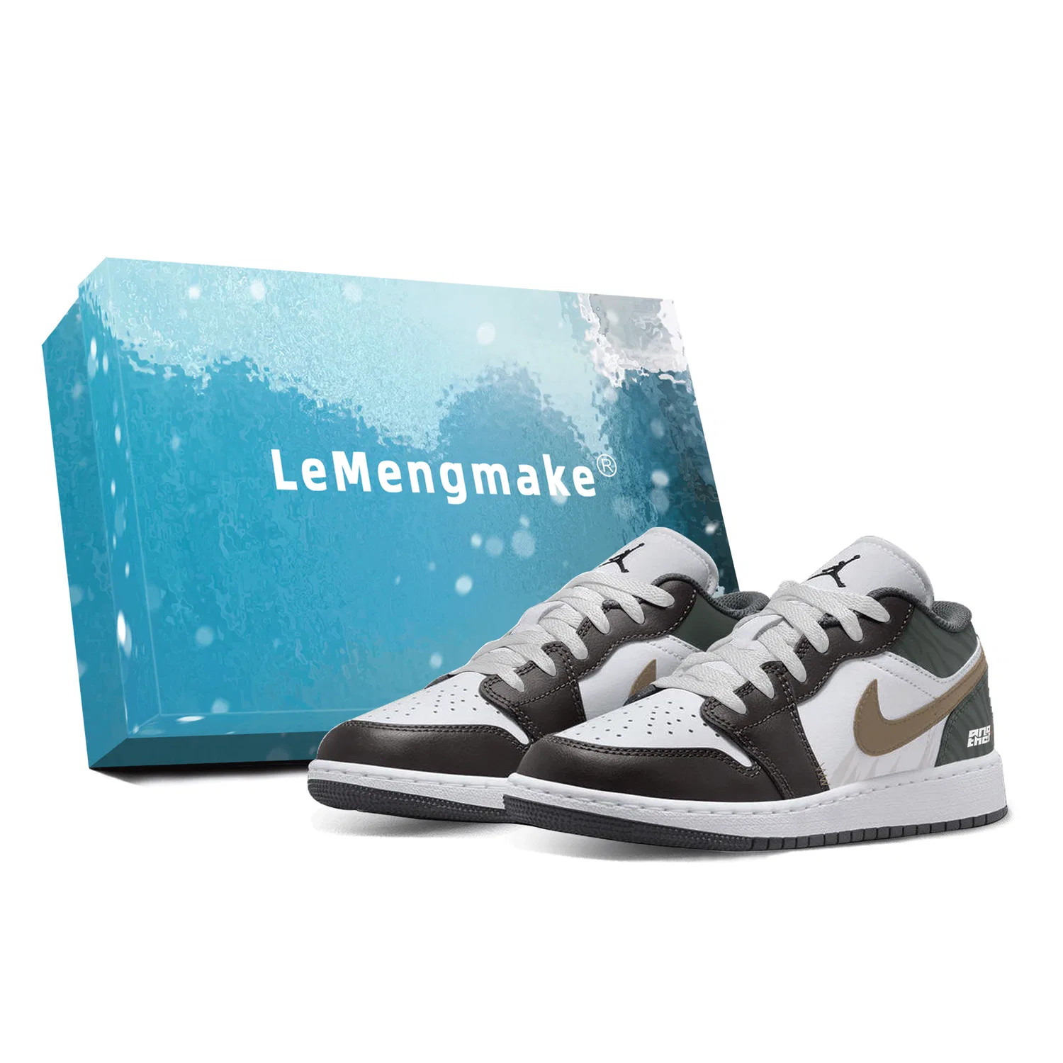 Детские кроссовки для мальчиков и девочек низкие ретро Custom Coffee Wood Wilderness Comfortable Retro Versatile Durable Jordan, White