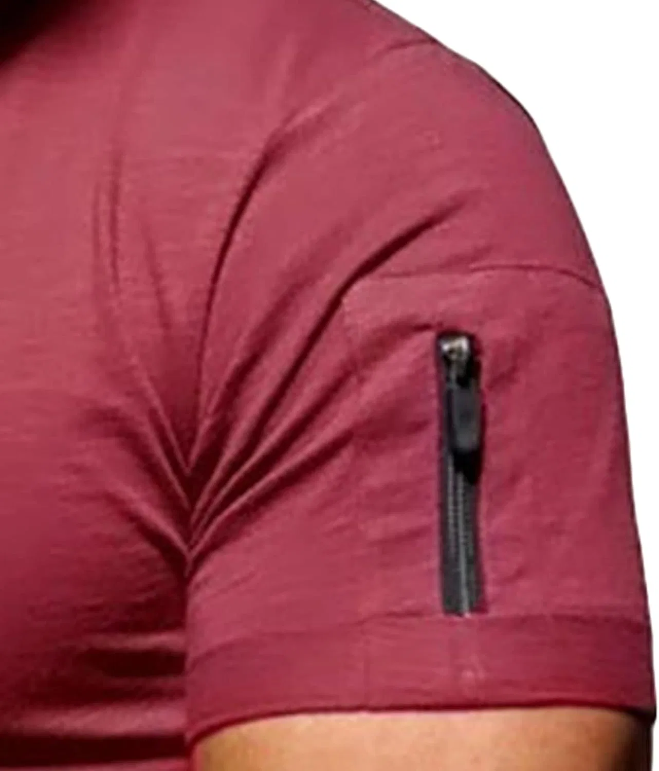 Мужская футболка с V-образным вырезом облегающая, Wine Red — фото 3