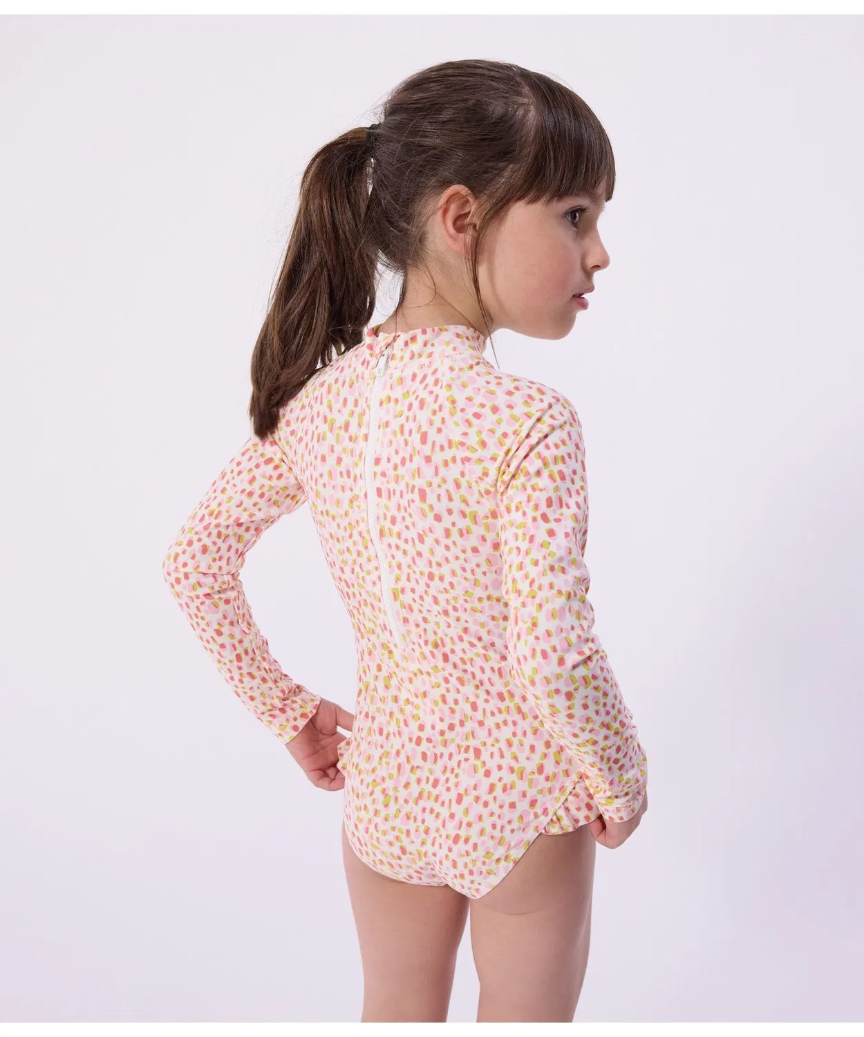 Детский купальник-платье с принтом, длинным рукавом PETIT BATEAU, Белый — фото 2