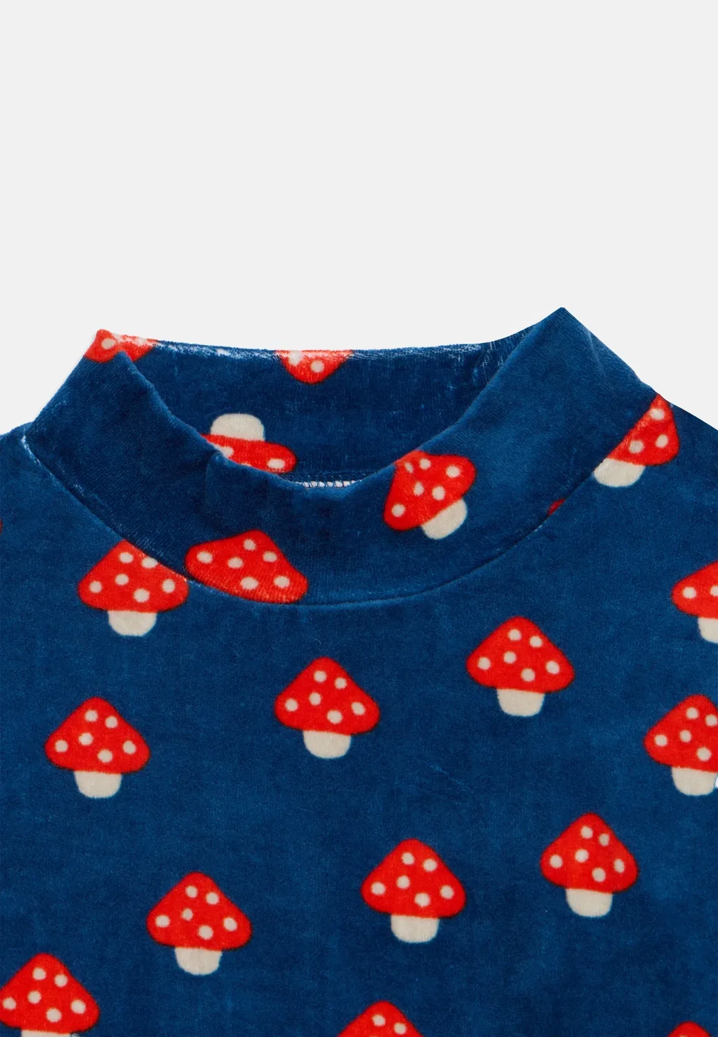 Толстовка с воротником-стойкой в виде крошечных грибов Tinycottons, Light Navy — фото 4