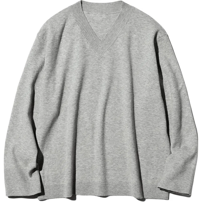 Женский свитер V-образный вырез UNIQLO, 03 Gray