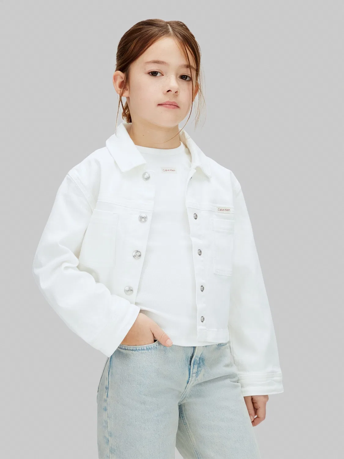 Куртка джинсовая Denim Trucker Jacket Calvin Klein, белый — фото 3