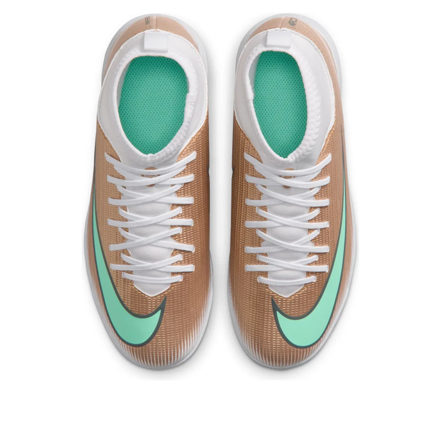 Детские кроссовки с синтетическим верхом Jr. Mercurial Superfly 11 Club TF High 'Kylian Mbappe Golden Boot' Nike, Metallic Gold/Green Glow — фото 3
