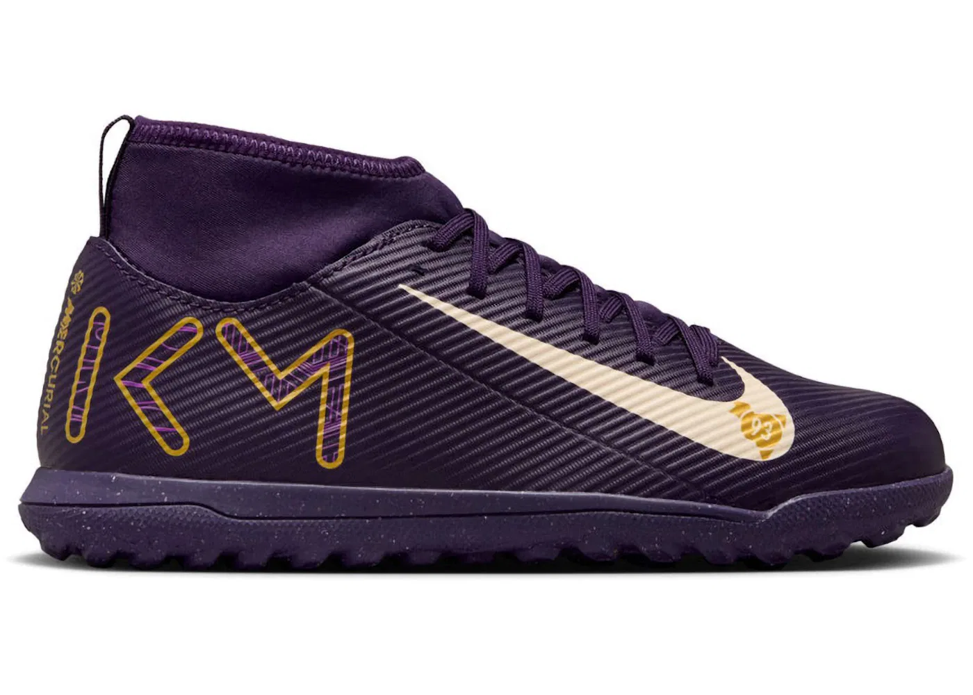 Детские кроссовки для мальчиков с шипованной подошвой Nike Mercurial Superfly 10 Club TF, Grand Purple Pale Ivory