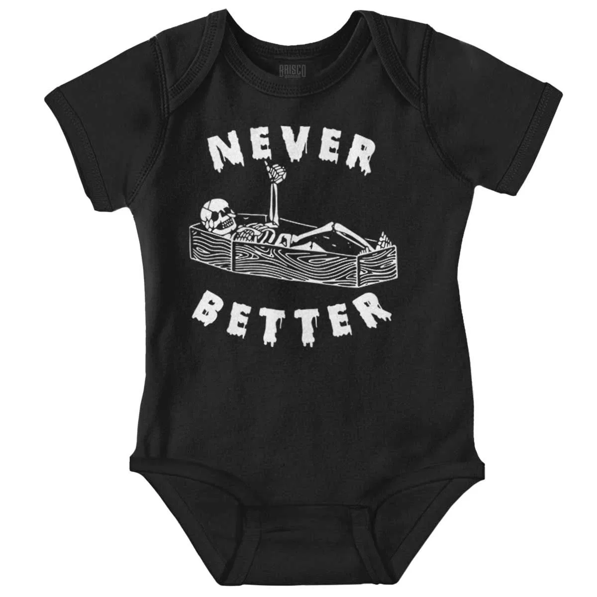 Детское боди для мальчиков с принтом Funny Skeleton Thumbs Up Never Better Brisco Brands, Black