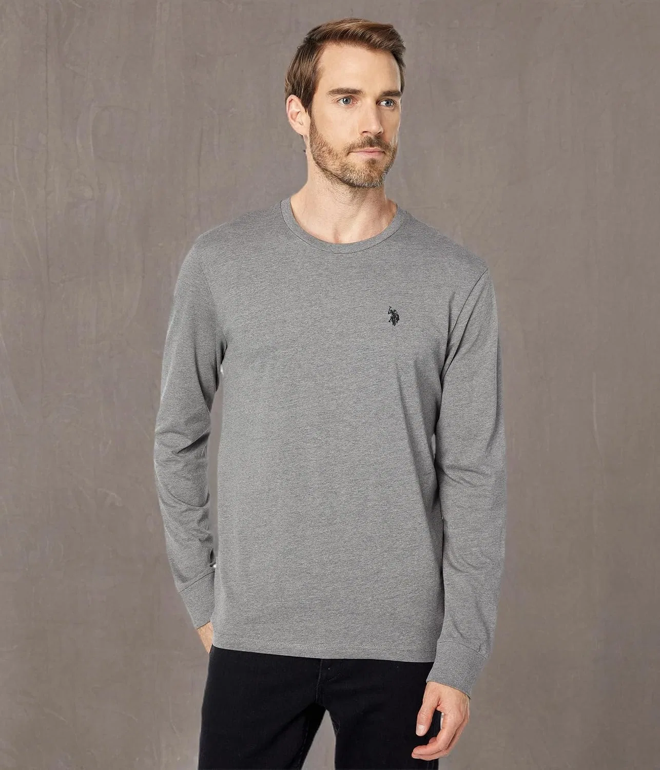 Мужская длинная футболка с круглым вырезом U.S. POLO ASSN., Campus Heather Grey — фото 2