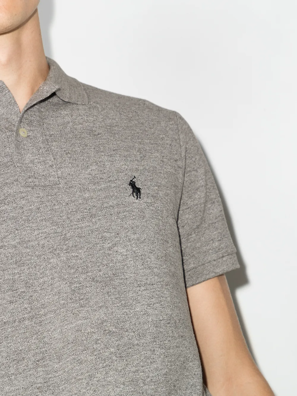 Футболка поло пике с вышитым логотипом POLO RALPH LAUREN, серый — фото 4
