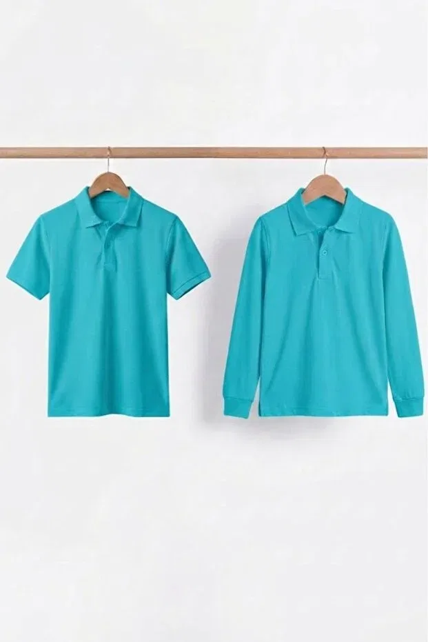 Детский комплект футболок с поло и коротким рукавом Poloyaka Nacar Store, Turquoise — фото 3