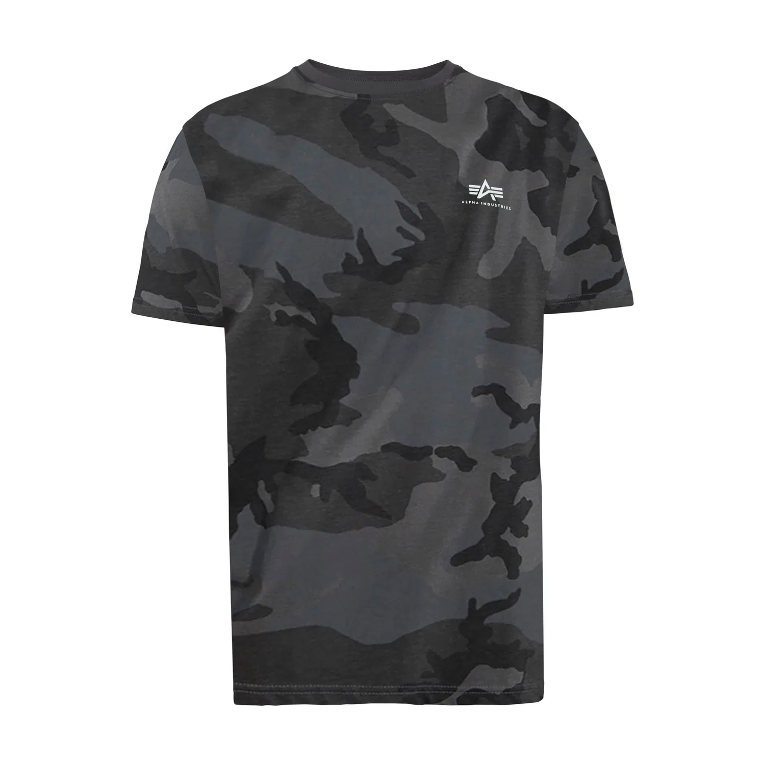 Детская хлопковая Slim-fit футболка с принтом Alpha Industries, Black/Camouflage — фото 4