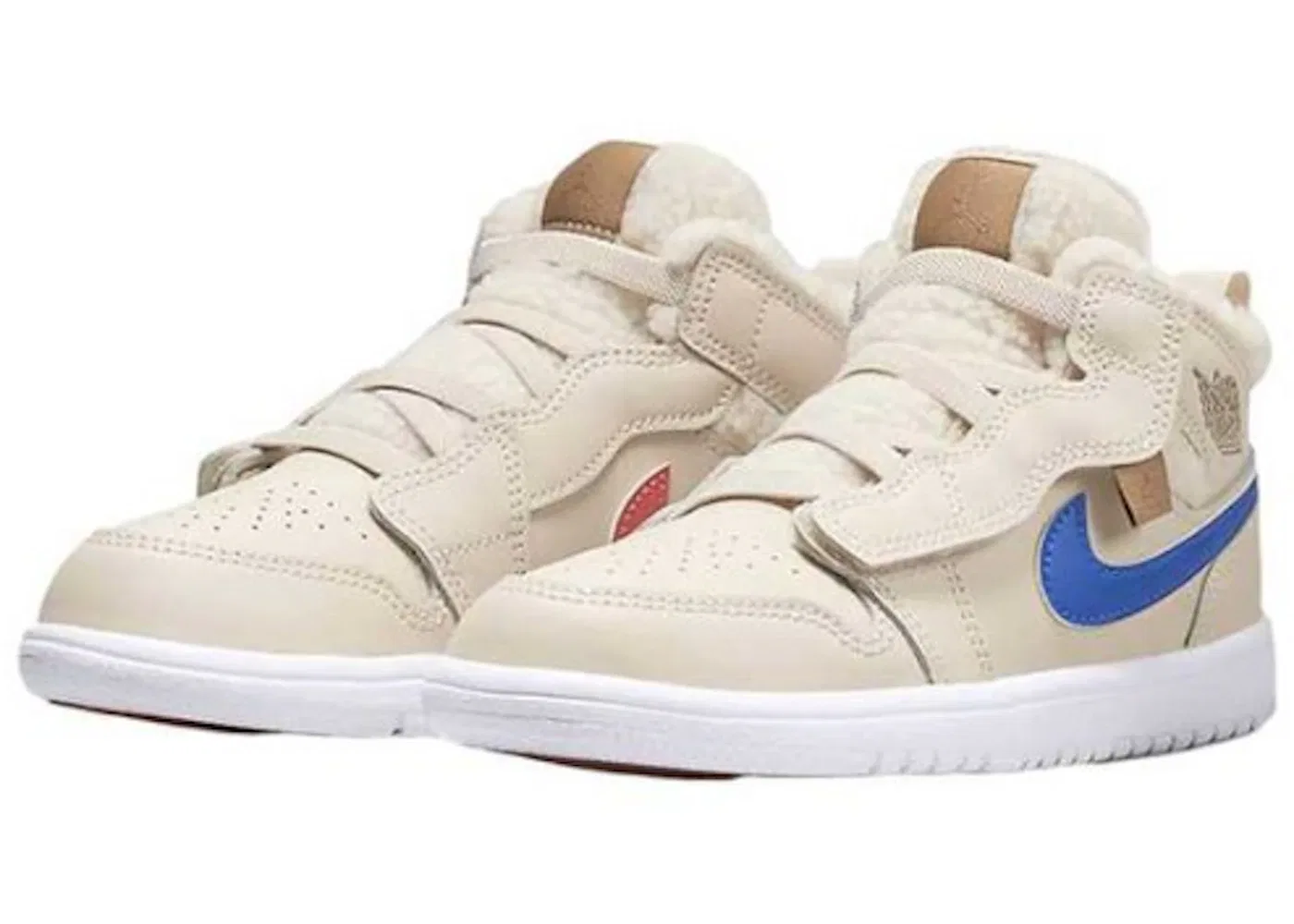 Детские кроссовки с флисом Jordan 1 Mid ALT Utility Jordan, Pearl White/Racer Blue-Dark Driftwood